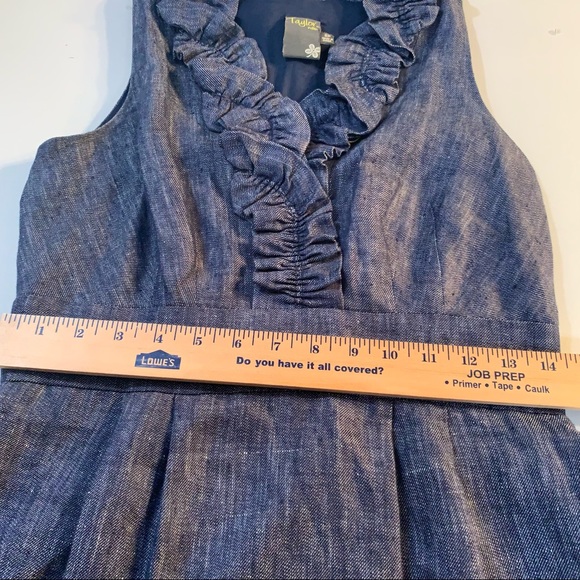 TAYLOR WOMENS 100% Linen DRESS SIZE PETITE 6 BLue SLEEVELESS ZIP A-LINED DRESS. - Picture 5 of 12